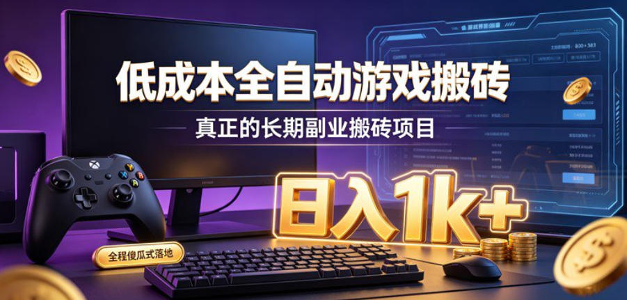 低成本全自动游戏搬砖，真正的长期副业搬砖项目，日入1k+，全程傻瓜式落地【揭秘】-亿起创业网-副业兼职月入过万-自媒体、引流推广、网赚项目、短视频、技术教程等创业项目资源