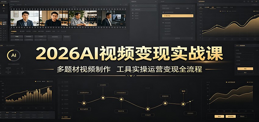 2026AI视频变现实战课：多题材视频制作，工具实操运营变现全流程-亿起创业网-副业兼职月入过万-自媒体、引流推广、网赚项目、短视频、技术教程等创业项目资源