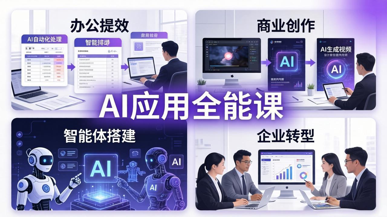 AIGC 应用师全能课-更新：办公提效、商业创作、智能体搭建、企业转型，一站式学会AI应用-亿起创业网-副业兼职月入过万-自媒体、引流推广、网赚项目、短视频、技术教程等创业项目资源