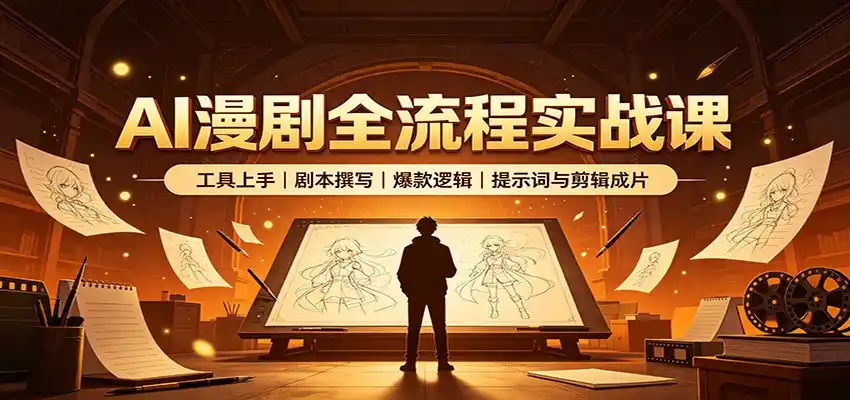 AI漫剧全流程实战课：工具上手、剧本撰写、爆款逻辑、提示词与剪辑成片-亿起创业网-副业兼职月入过万-自媒体、引流推广、网赚项目、短视频、技术教程等创业项目资源