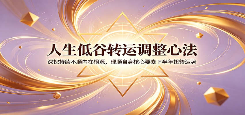 人生低谷转运调整心法：深挖持续不顺内在根源，理顺自身核心要素下半年扭转运势-亿起创业网-副业兼职月入过万-自媒体、引流推广、网赚项目、短视频、技术教程等创业项目资源