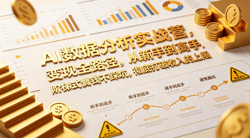 AI数据分析实战营，变现全路径，从新手到高手，阶梯式賺钱不踩坑，彻底打破收入的上限-亿起创业网-副业兼职月入过万-自媒体、引流推广、网赚项目、短视频、技术教程等创业项目资源