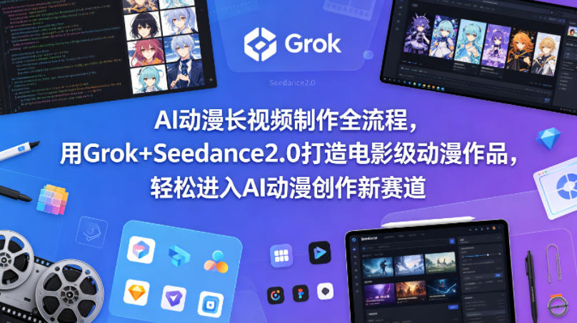 AI动漫长视频制作全流程，用Grok+Seedance2.0打造电影级动漫作品，轻松进入AI动漫创作新赛道-亿起创业网-副业兼职月入过万-自媒体、引流推广、网赚项目、短视频、技术教程等创业项目资源