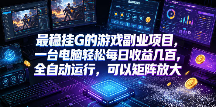 最稳挂G的游戏副业项目，一台电脑轻松每日收益几百，全自动运行，可以矩阵放大【揭秘】-亿起创业网-副业兼职月入过万-自媒体、引流推广、网赚项目、短视频、技术教程等创业项目资源