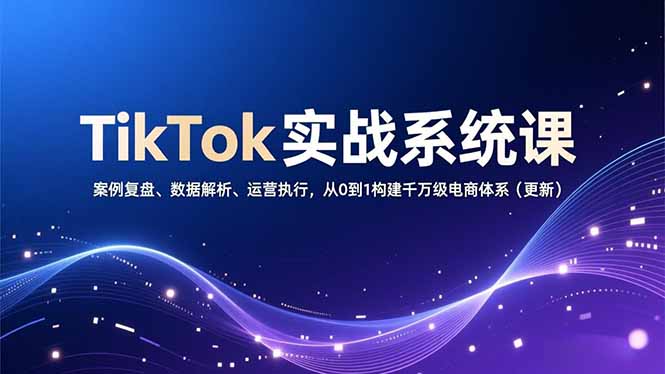 TikTok实战系统课，案例复盘、数据解析、运营执行，从0到1构建千万级电商体系(更新-亿佰盟网