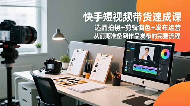 快手短视频带货速成课，选品拍摄+剪辑调色+发布运营，从前期准备到作品发布的完整流程-亿佰盟网