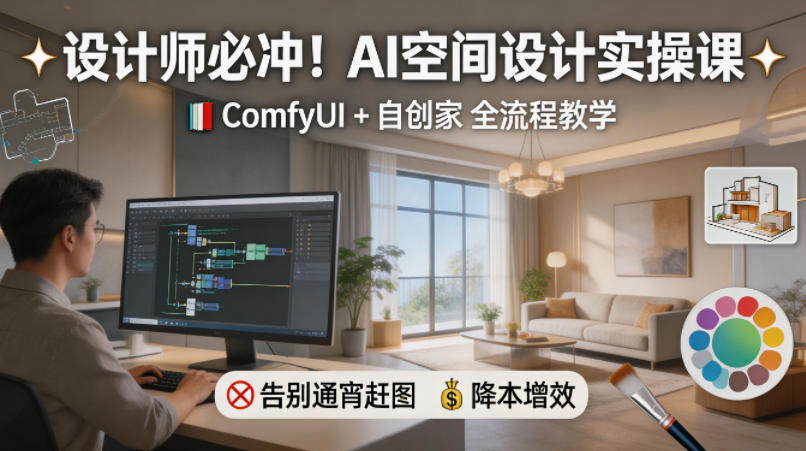 设计师必冲！AI空间设计实操课，ComfyUI+自创家全教学，告别通宵赶图，降本增效-亿起创业网-副业兼职月入过万-自媒体、引流推广、网赚项目、短视频、技术教程等创业项目资源