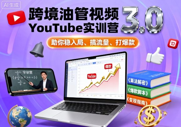 跨境油管视频YouTube实训营3.0，助你稳入局、搞流量、打爆款-亿佰盟网