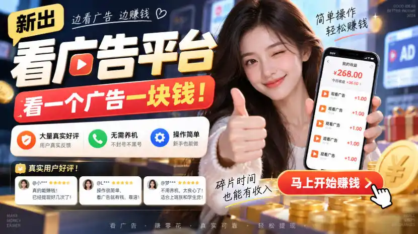 新出看广告平台，看一个广告一块钱，大量真实好评！无需养机、不会黑号，操作简单【揭秘】-亿起创业网-副业兼职月入过万-自媒体、引流推广、网赚项目、短视频、技术教程等创业项目资源