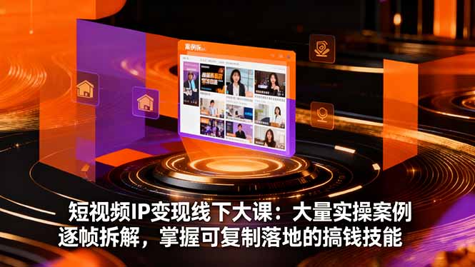 短视频IP变现线下大课：大量实操案例逐帧拆解，掌握可复制落地的搞钱技能-亿佰盟网