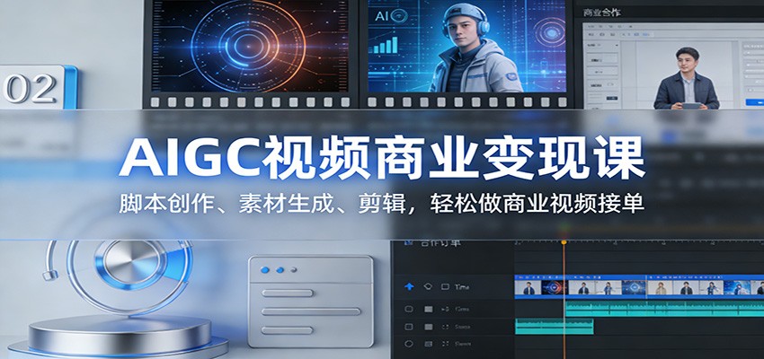 AIGC视频商业变现课：脚本创作、素材生成、剪辑，轻松做商业视频接单-亿佰盟网
