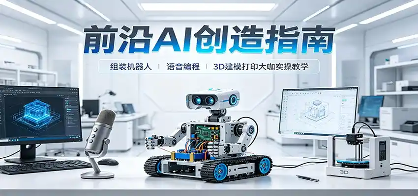 前沿AI创造指南：组装机器人、语音编程、3D建模打印大咖实操教学-亿起创业网-副业兼职月入过万-自媒体、引流推广、网赚项目、短视频、技术教程等创业项目资源