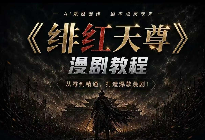 绯红天尊AI漫剧系统教程｜从零入门到精通，工具运用+剧本创作+爆款逻辑+提示词素材+镜头剪辑，全套爆款漫剧落地实战课-亿起创业网-副业兼职月入过万-自媒体、引流推广、网赚项目、短视频、技术教程等创业项目资源