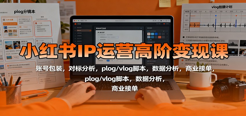 小红书IP运营高阶变现课:账号包装,对标分析,plog/vlog脚本,数据分析,商业接单-亿佰盟网
