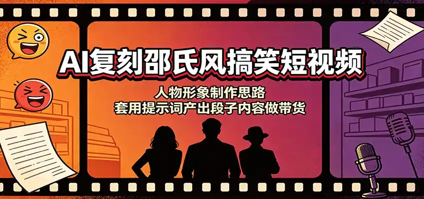 AI复刻邵氏风搞笑短视频：人物形象制作思路，套用提示词产出段子内容做带货-亿起创业网-副业兼职月入过万-自媒体、引流推广、网赚项目、短视频、技术教程等创业项目资源