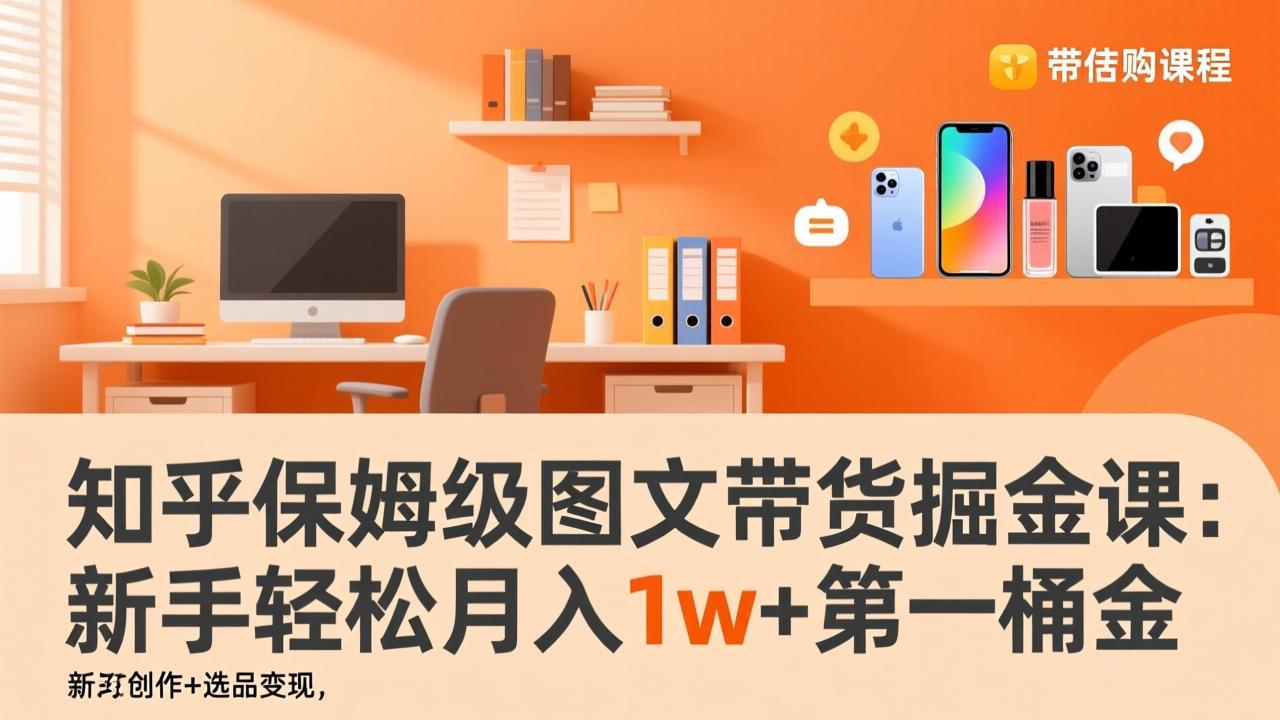 知乎保姆级图文带货掘金课：账号打造+爆文创作+选品变现，新手轻松月入1w+第一桶金-亿佰盟网