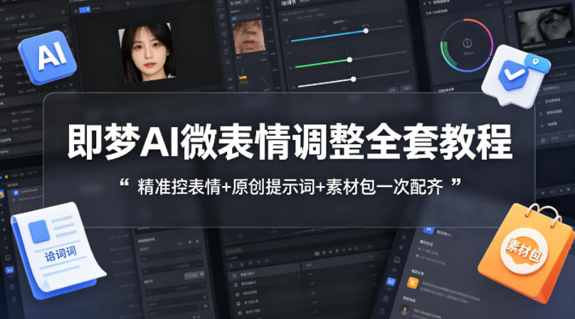 即梦AI微表情调整全套教程，精准控表情+原创提示词+素材包一次配齐-亿起创业网-副业兼职月入过万-自媒体、引流推广、网赚项目、短视频、技术教程等创业项目资源
