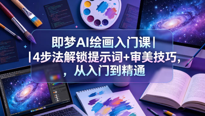 即梦AI绘画入门课｜4步法解锁提示词+审美技巧，从入门到精通-亿起创业网-副业兼职月入过万-自媒体、引流推广、网赚项目、短视频、技术教程等创业项目资源