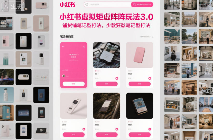 小红书虚拟矩阵玩法3.0,铺货铺笔记型打法,少款狂怼笔记型打法-亿佰盟网