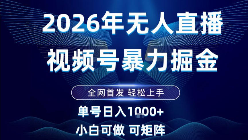 2026最新视频号无人直播掘金，全网首发，小白可以玩，长期稳定日入1k+【揭秘】-亿佰盟网