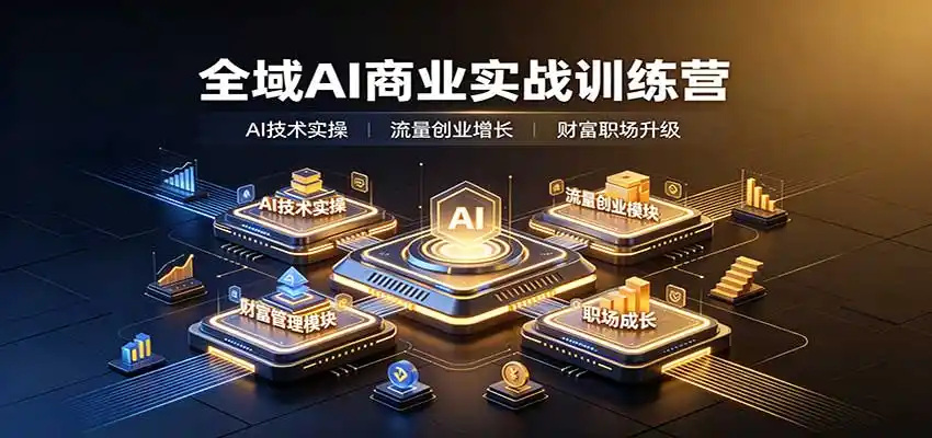 全域AI商业实战训练营：涵盖AI技术实操、流量创业、财富管理与职场成长全体系内容-亿起创业网-副业兼职月入过万-自媒体、引流推广、网赚项目、短视频、技术教程等创业项目资源
