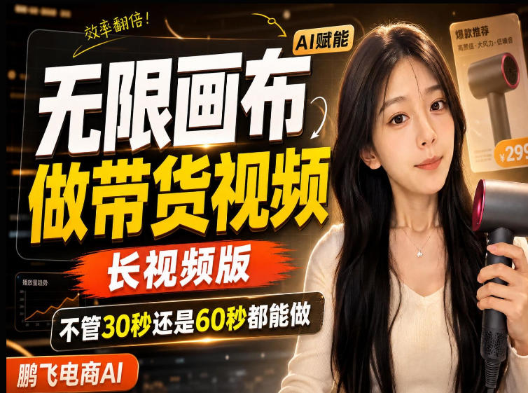 【保姆级教程】无限画布搭建长带货视频，拼接不翻车全程一致，小白跟着步骤也能上手-亿起创业网-副业兼职月入过万-自媒体、引流推广、网赚项目、短视频、技术教程等创业项目资源