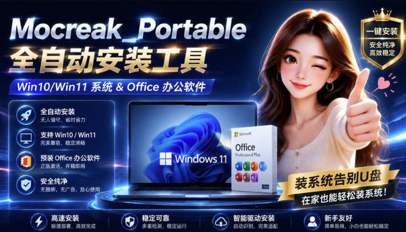 Mocreak全自动安装office和win10、win11系统,告别U盘装系统,使用安全可靠-亿起创业网-副业兼职月入过万-自媒体、引流推广、网赚项目、短视频、技术教程等创业项目资源