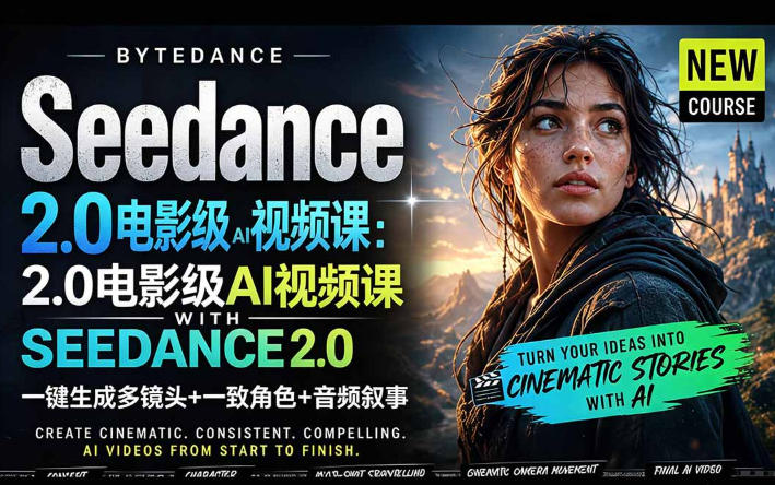 字节跳动的Seedance 2.0 AI电影视频生成制作教程，一键生成多镜头+一致角色+音频叙事-中英字幕-亿起创业网-副业兼职月入过万-自媒体、引流推广、网赚项目、短视频、技术教程等创业项目资源