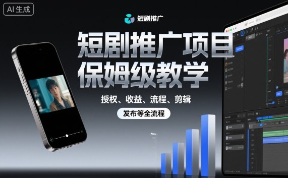 短剧推广项目保姆级教学，授权、收益、流程、剪辑，发布等全流程-亿佰盟网