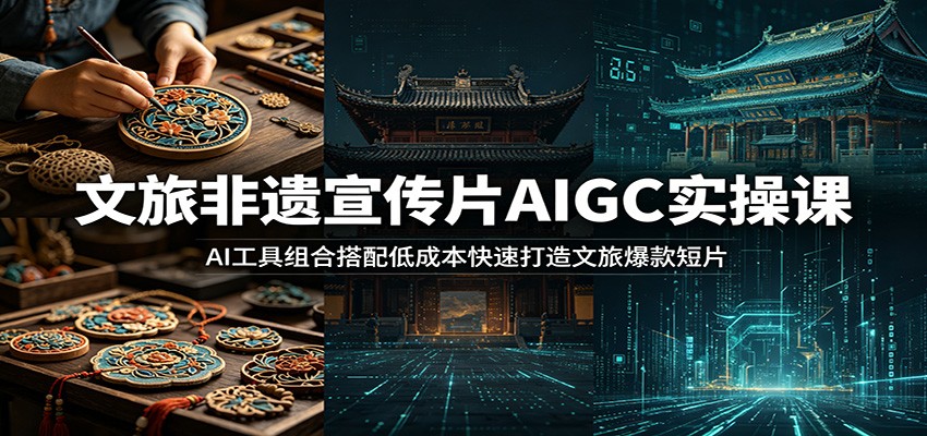 文旅非遗宣传片AIGC实操课：AI工具组合搭配低成本快速打造文旅爆款短片-亿起创业网-副业兼职月入过万-自媒体、引流推广、网赚项目、短视频、技术教程等创业项目资源