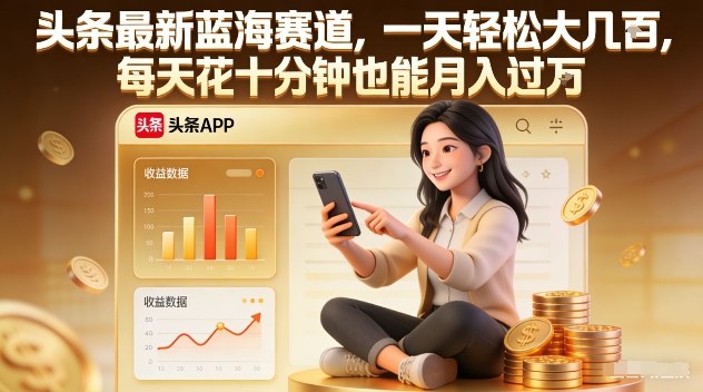 头条最新蓝海赛道，一天轻松大几张，每天花十分钟也能月入过1W【揭秘】-亿佰盟网
