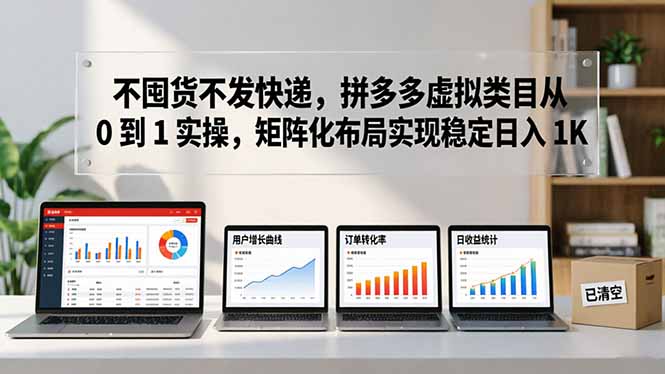 不囤货不发快递，拼多多虚拟类目从 0 到 1 实操，矩阵化布局实现稳定日入 1K-亿起创业网-副业兼职月入过万-自媒体、引流推广、网赚项目、短视频、技术教程等创业项目资源