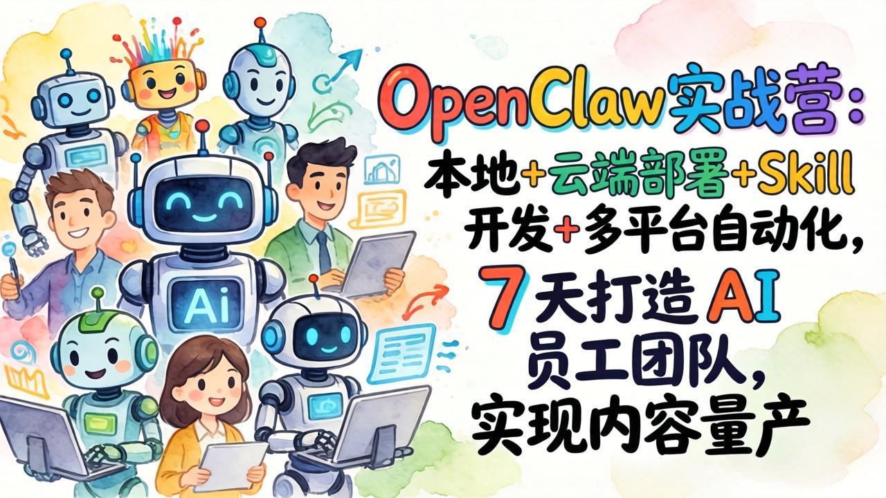 OpenClaw实战营：本地+云端部署+Skill开发+多平台自动化，7 天打造 AI 员工团队，实现内容量产-亿佰盟网