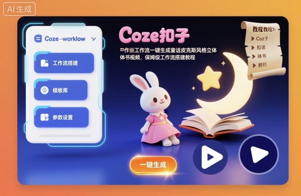 Coze扣子工作流一键生成童话皮克斯风格立体书视频，保姆级工作流搭建教程-亿佰盟网