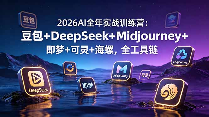 2026AI全年实战训练营:豆包+DeepSeek+Midjourney+即梦+可灵+海螺,全工具链-亿起创业网-副业兼职月入过万-自媒体、引流推广、网赚项目、短视频、技术教程等创业项目资源