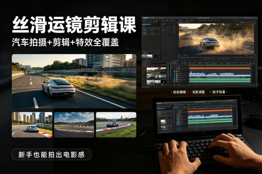 大叔丝滑运镜剪辑课，汽车拍摄+剪辑+特效全覆盖，新手也能拍出电影感-亿起创业网-副业兼职月入过万-自媒体、引流推广、网赚项目、短视频、技术教程等创业项目资源