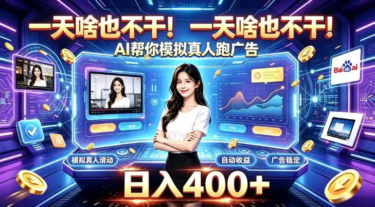 一天啥也不干！AI帮你模拟真人跑广告，稳定日入400+，实现真正被动变现【揭秘】-亿起创业网-副业兼职月入过万-自媒体、引流推广、网赚项目、短视频、技术教程等创业项目资源