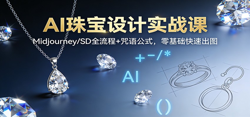 AI珠宝设计实战课：Midjourney/SD全流程+咒语公式，零基础快速出图-亿佰盟网