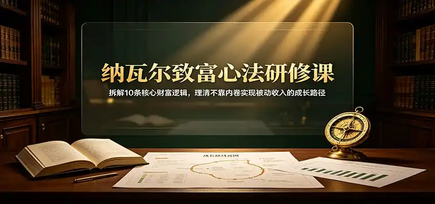 纳瓦尔致富心法研修课：拆解10条核心财富逻辑，理清不靠内卷实现被动收入的成长路径-亿起创业网-副业兼职月入过万-自媒体、引流推广、网赚项目、短视频、技术教程等创业项目资源