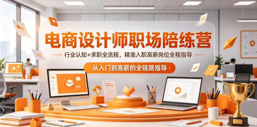 电商设计师职场陪练营，行业认知+求职全流程，精准入职高薪岗位全程指导-亿起创业网-副业兼职月入过万-自媒体、引流推广、网赚项目、短视频、技术教程等创业项目资源