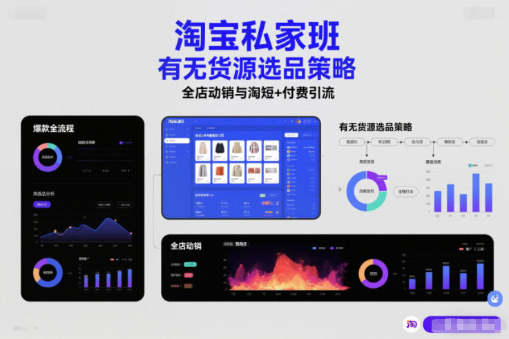 淘宝私家班，有无货源选品策略，高成功率爆款全流程打法，全店动销与淘短+付费引流(更新)-亿佰盟网