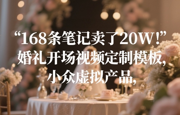 168条笔记卖了20W!婚礼开场视频定制模板,小众虚拟产品-亿佰盟网