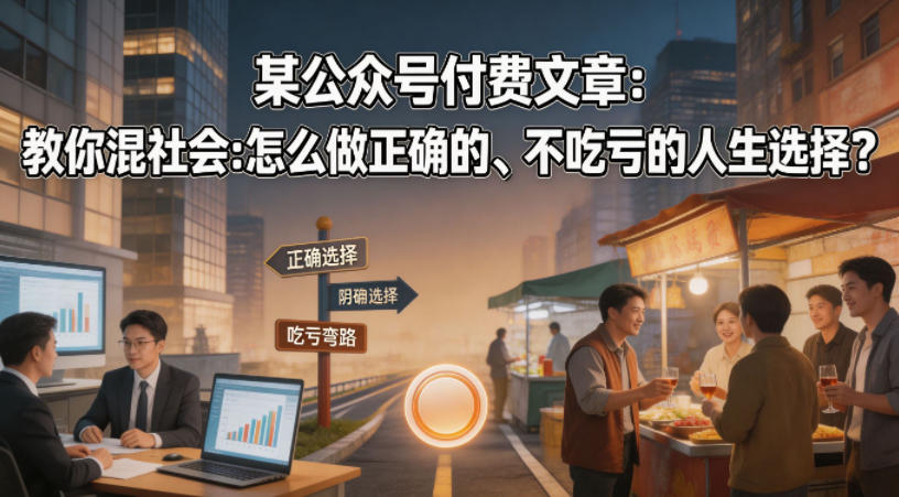 某公众号付费文章：教你混社会：怎么做正确的、不吃亏的人生选择？-亿起创业网-副业兼职月入过万-自媒体、引流推广、网赚项目、短视频、技术教程等创业项目资源