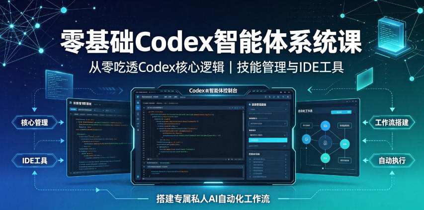 零基础Codex智能体系统课｜从零吃透Codex核心逻辑、技能管理与IDE工具，搭建专属私人AI自动化工作流-亿起创业网-副业兼职月入过万-自媒体、引流推广、网赚项目、短视频、技术教程等创业项目资源