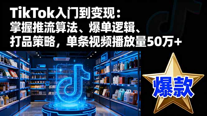 TikTok入门到变现：掌握推流算法、爆单逻辑、打品策略，单条视频播放量50w-亿佰盟网