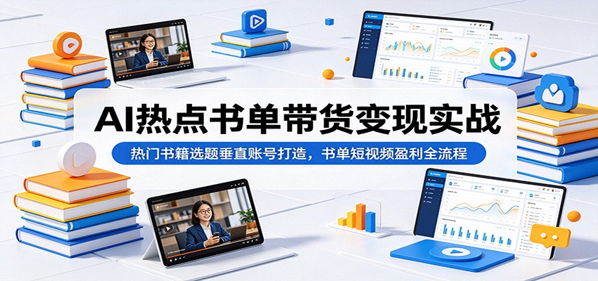 AI热点书单带货变现实战：热门书籍选题垂直账号打造，书单短视频盈利全流程-亿起创业网-副业兼职月入过万-自媒体、引流推广、网赚项目、短视频、技术教程等创业项目资源