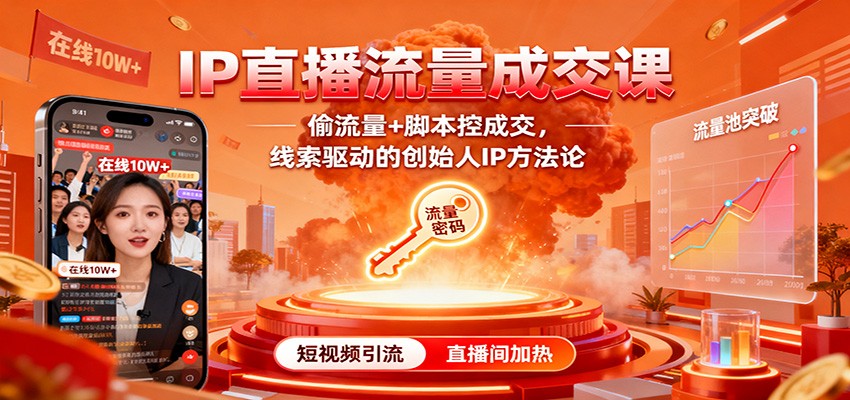 IP直播流量成交课：偷流量+脚本控成交，线索驱动的创始人IP方法论-亿佰盟网