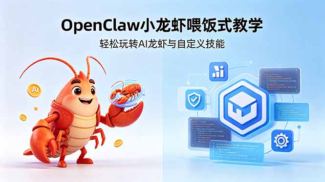 不用懂技术！OpenClaw小龙虾喂饭式教学，轻松玩转AI龙虾与自定义技能-亿起创业网-副业兼职月入过万-自媒体、引流推广、网赚项目、短视频、技术教程等创业项目资源