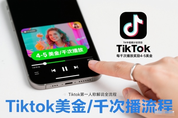 TK中视频计划项目,Tiktok第一人称解说流程,每干次播放奖励4-5美金-亿佰盟网