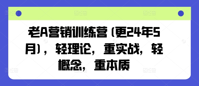 老A营销训练营(更25年10月)，轻理论，重实战，轻概念，重本质-亿佰盟网